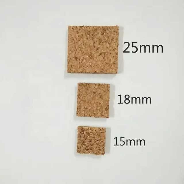 Tampons adhésifs en liège en verre 18*18*5mm en rouleaux