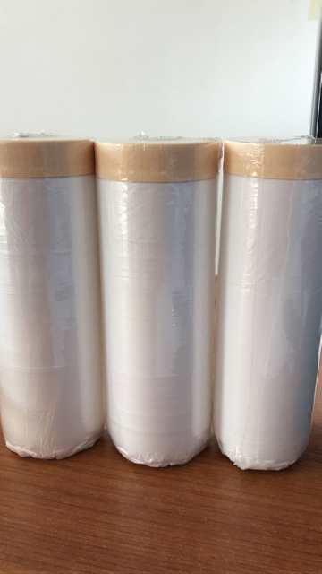 Film poly de protection de peinture avec ruban crêpe