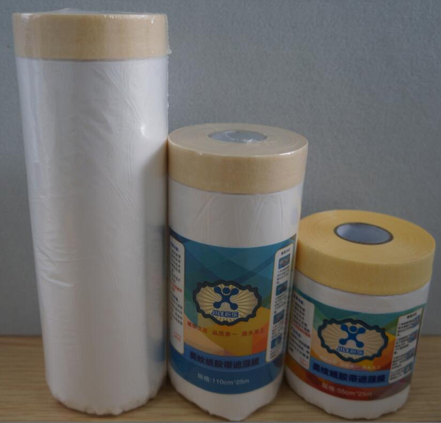 Ruban crêpe avec film de masquage pour peinture extérieure